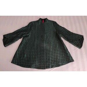 IC by Connie K Jacket Women's Sz M Art To Wear Dot Lagenlook Black Green Elegant